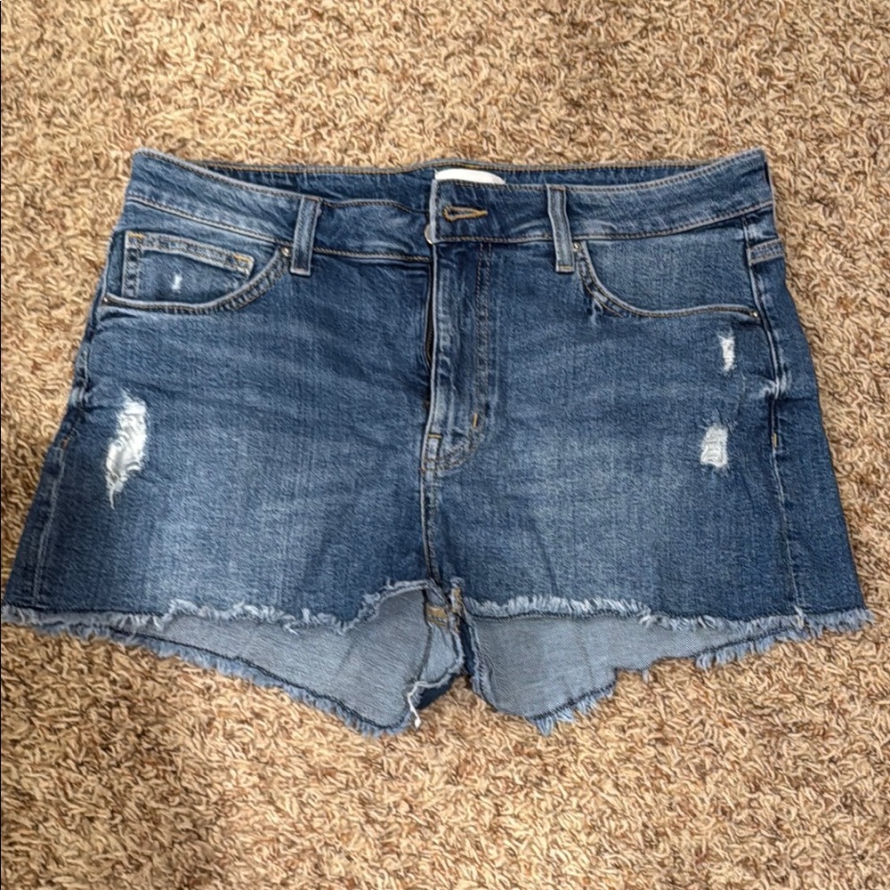 H&M Blue Distressed Jean Shorts with Rolled Hems